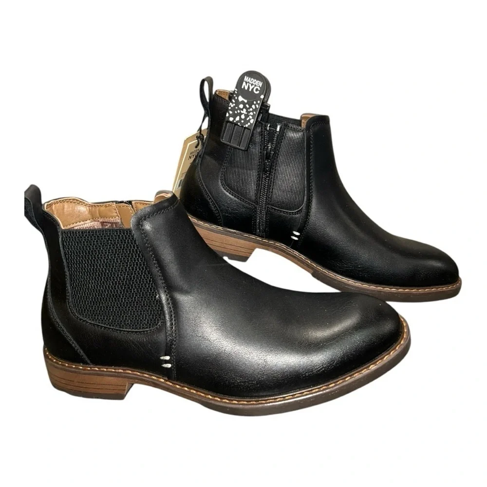 Madden NYC NWOB Vegan Leather Black Chukka Side Zip Ankle Boots Men’s 7